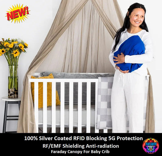 Baby Crib EMF Bed Canopy Faraday 100% Natural Silver Fabric RFID Blocking 5G