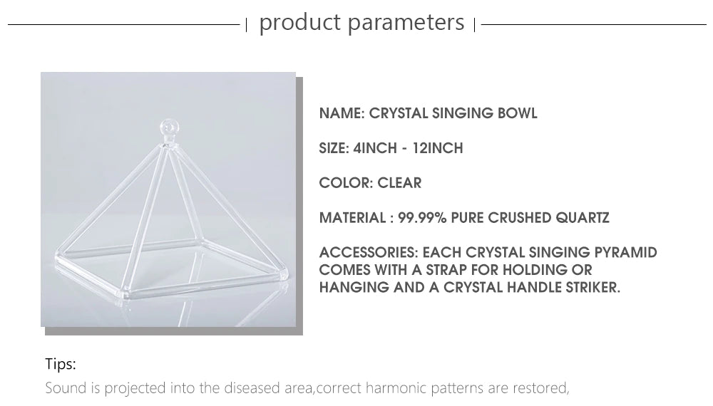 Clear Quartz Crystal Singing Pyramid +Playing Mallet