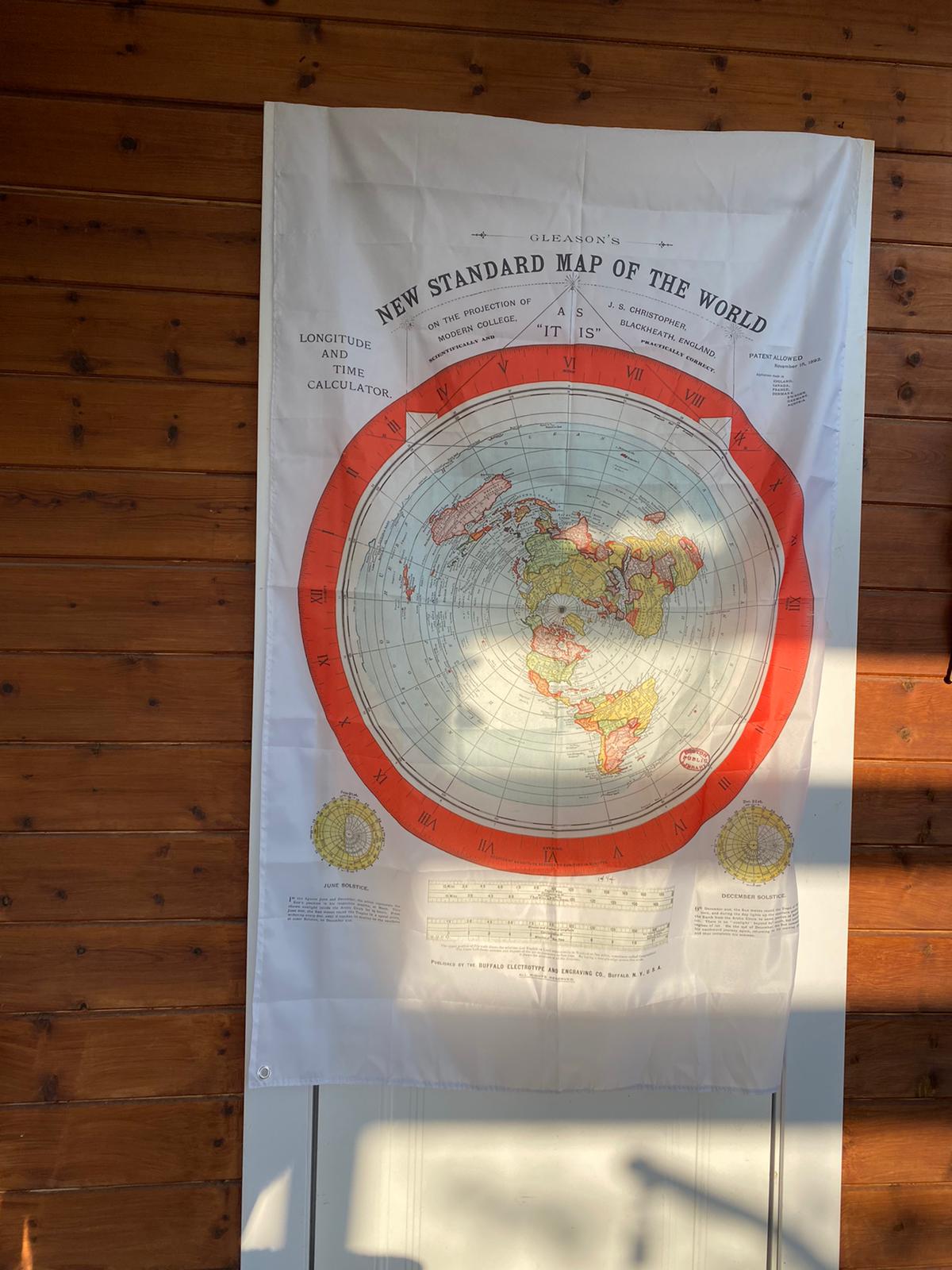 Flag New Standard Map of the World Gleason's 1892 Flat Earth