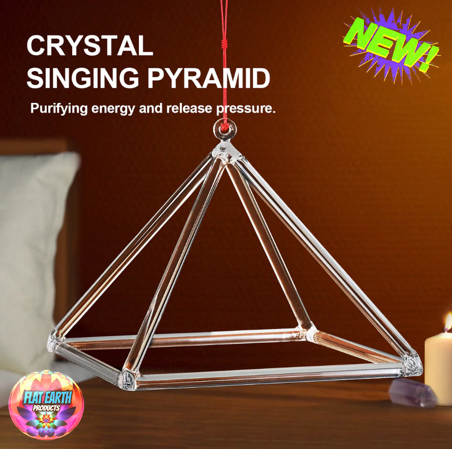 Clear Quartz Crystal Singing Pyramid +Playing Mallet