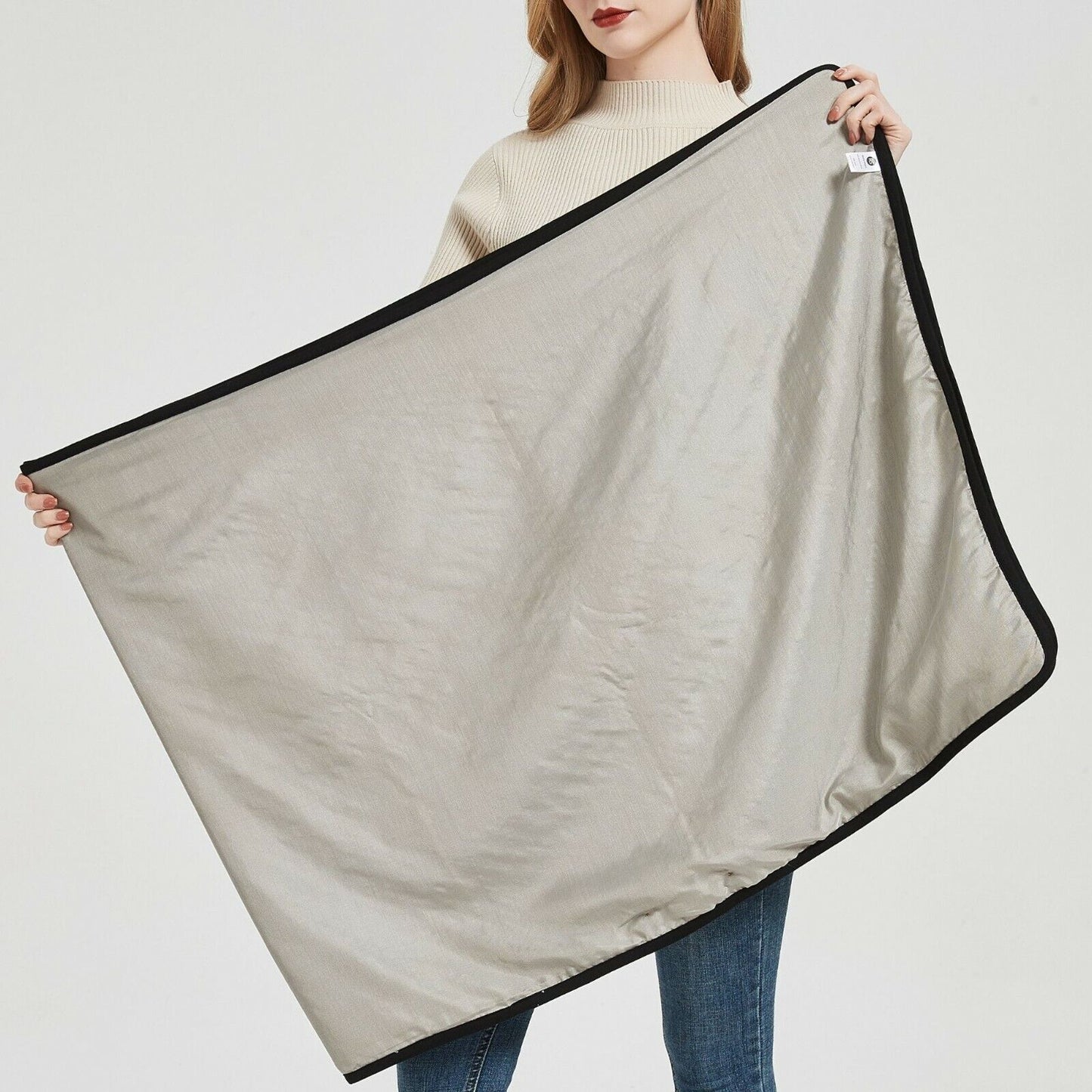 EMF Protection Black/Gray Anti-Radiation Poncho Scarves Wrap Large Blanket Blocks 5G WiFi RF Organic Cotton Women Pregnancy Scarf Hooded