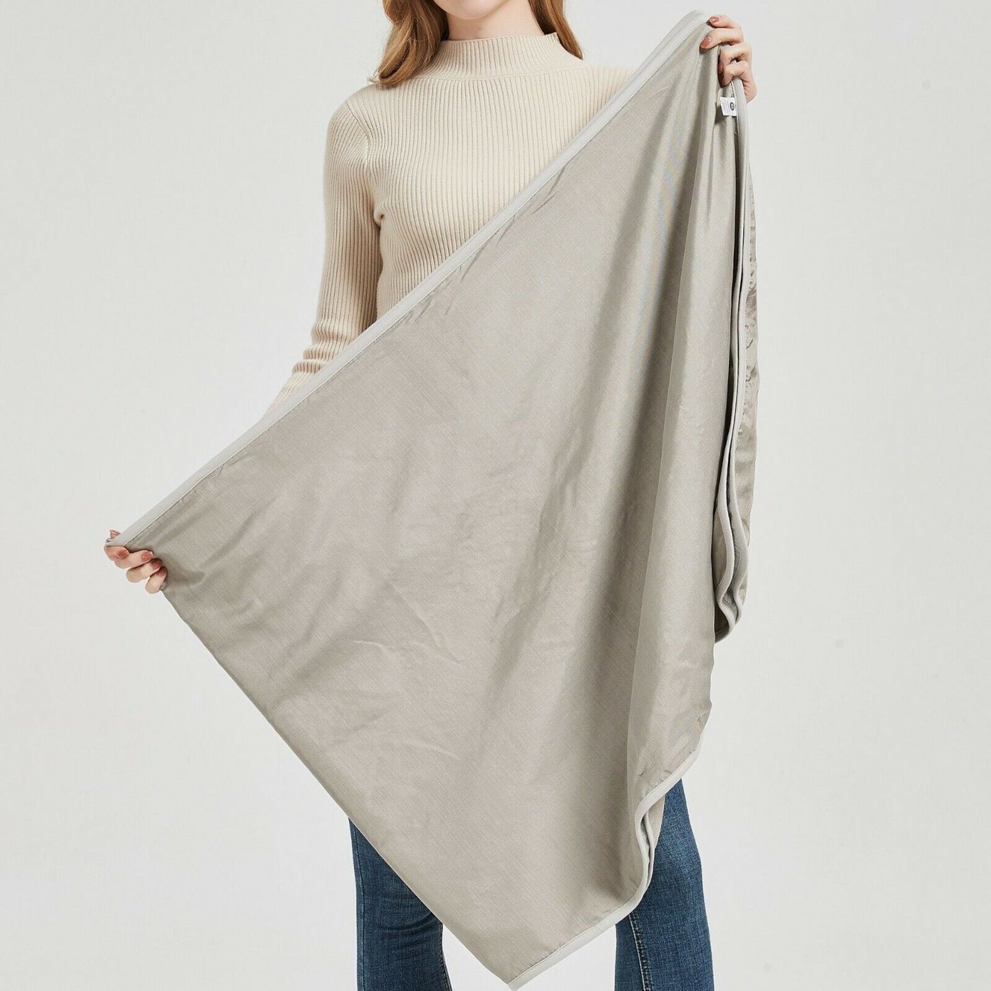 EMF Protection Black/Gray Anti-Radiation Poncho Scarves Wrap Large Blanket Blocks 5G WiFi RF Organic Cotton Women Pregnancy Scarf Hooded